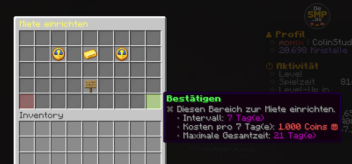 Fertige Mieteinstellungen prüfen und das Angebot bestätigen