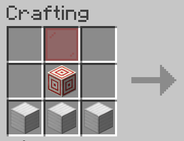 Rezept für eine Capture-Flag aus roter Glasscheibe, Zielblock und drei Eisenblöcken